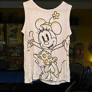 Disney Womans White and Gold Minnie Mouse Tank Top
